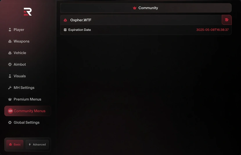 redENGINE launcher with Oxpher selected